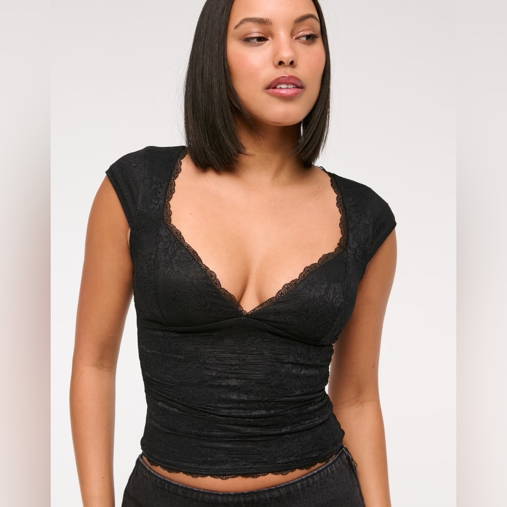 Abercrombie & Fitch Black Bra-Free Lace Top